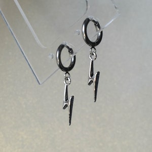 Lightning Bolt Huggies | hypoallergenic grunge cute goth y2k spike dangly huggy earrings