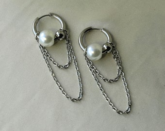 Indra Earrings | hypoallergenic pearl grunge fairycore cottage core goth chain earrings