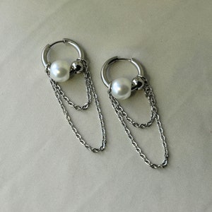 Indra Earrings | hypoallergenic pearl grunge fairycore cottage core goth chain earrings