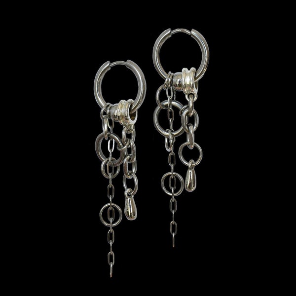 Bubbly Earrings | hypoallergenic tarnish-free punk grunge goth edgy dangly steel chain earrings