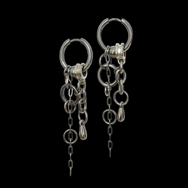 Bubbly Earrings | hypoallergenic punk grunge goth edgy dangly chain earrings