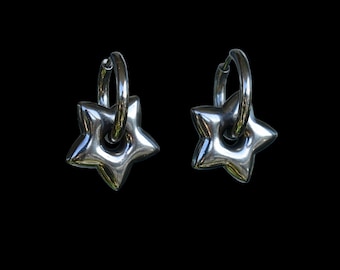 Star Hoops | hypoallergenic y2k grunge alt goth punk edgy chunky waterproof tarnish free earrings