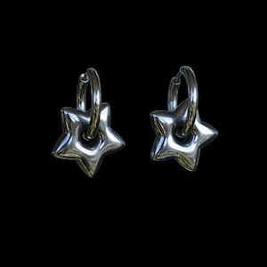 Star Hoops | hypoallergenic y2k grunge alt goth punk edgy chunky waterproof tarnish free earrings