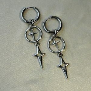 Pendientes Venus / Pendientes hipoalergénicos, resistentes al deslustre, de acero inoxidable, con estrella, cruz, estilo grunge gótico y símbolo de Venus