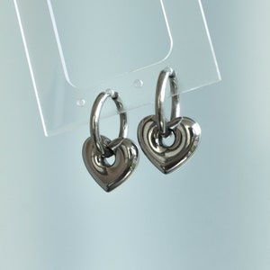 Heart Hoops | hypoallergenic no-tarnish grunge goth cyber alt cute coquette chunky earrings