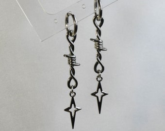 Barbed Wire Earrings | hypoallergenic goth grunge punk y2k cute alt dangly earrings