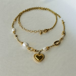 Heart of Gold Necklace | coquette waterproof tarnish-free pearl grunge dainty cottage core chain