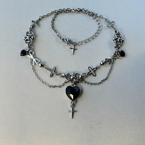 Vamp Necklace | gothic grunge coquette goth alt fairy heart charm necklace