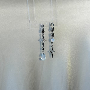 Polaris Earrings hypoallergenic mismatched opal black grunge y2k goth alt cute trendy dangly earrings image 6