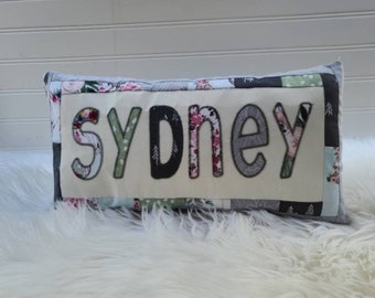 Personalized Name Pillow: Quilted Appliqued Kids Pillow