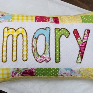 Name Pillow, Personalized Kids Pillow, Christmas Gift, Kindergarten Nap Pillow, Quilted Childs Pillow, Stitched Name Pillow, Lil Girl Pillow