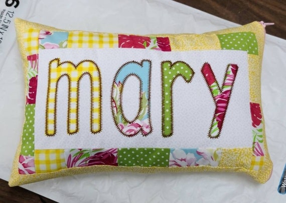 Personalized Name Pillow: Quilted Patchwork Kids Pillow