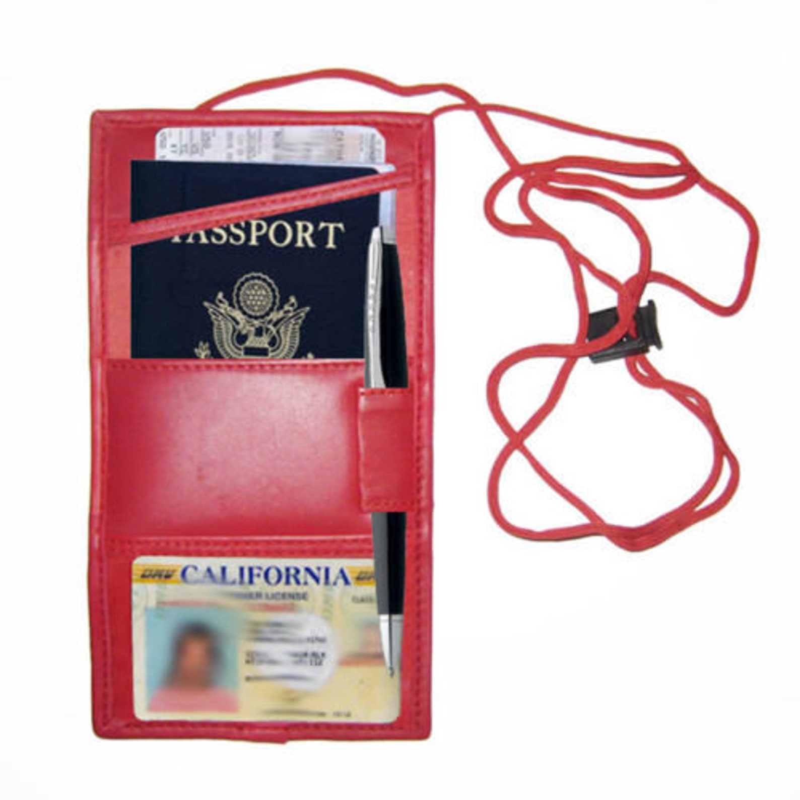 Genuine Leather ID Badge Lanyard Passport Boarding Pass Holder Etsy