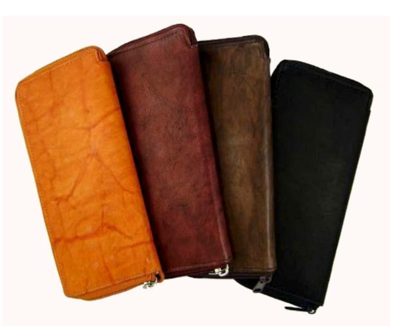 RFID Blocking Genuine Leather Standard Checkbook Cover Wallet Men Women Choose Your Color