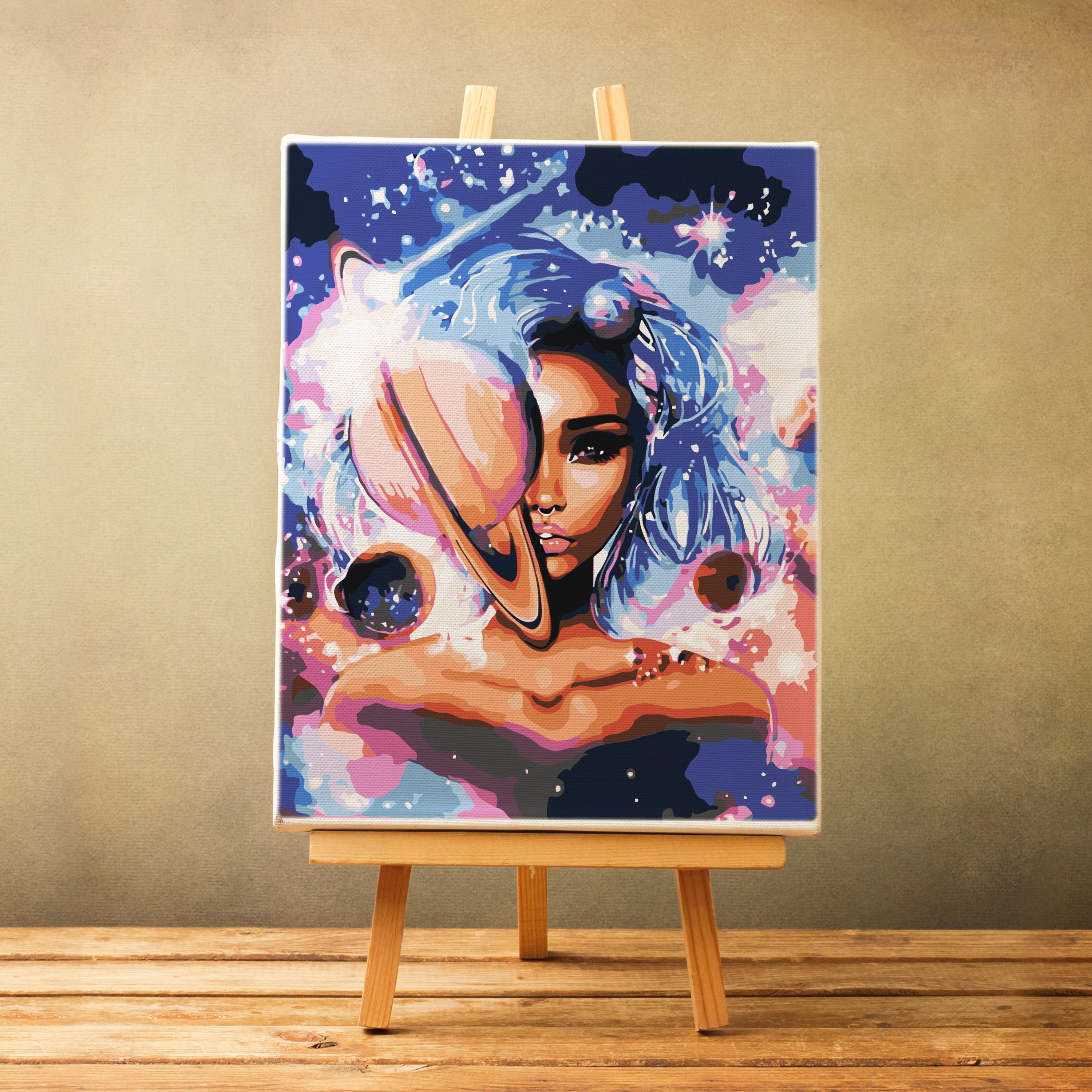 Girl Paint by Numbers DIY Kit Painting by Number Space Art Etsy UK