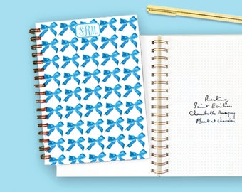 Blue Bow Spiral Notebook: {Spring Bow Notebook, Springtime Bow Notebook, Blue Bow Notebook, Preppy Bow Notebook, Prepster Bow Notebook}