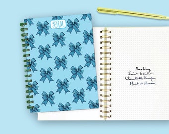 Gingham Bow Spiral Notebook: Blue {Spring Bow Notebook, Springtime Bow Notebook, Blue Bow Notebook, Preppy Bow Notebook, Prepster Notebook}