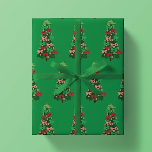 Christmas Trees Wrapping Paper: Green {Tree Wrap, Green Xmas Wrap, Holiday Bow Tree Wrap, Ribbon Tree, Birthday, Holiday, Christmas}