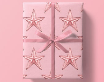 Glistening Star Wrap: Blush Pink {Gift Wrap, Holiday Star Wrap, Christmas Wrap, Blush Pink Gift Wrap, Festive Star, Holiday Wrap, Xmas Wrap}