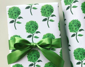 Hydrangea Wrapping Paper: Green {Holiday, Birthday Floral Wrap, Holiday Gift Wrap, Hydrangea Flower Wrap, Green Floral Wrap, Spring Wrap}