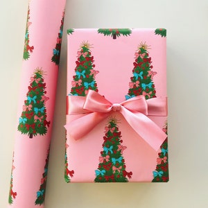 Christmas Trees Wrapping Paper: Pink {Gift Wrap, Birthday, Holiday, Christmas}