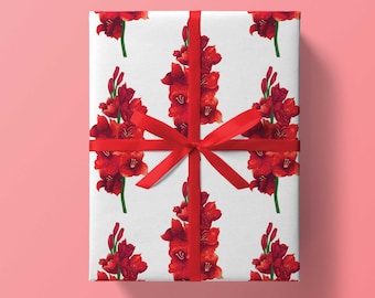 Gladiolus Floral Wrapping Paper: Red {Gift Wrap, Birthday, Holiday, Summer Party, Spring, Floral Wrap}