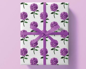 Lavender Hydrangea Wrapping Paper {Gift Wrap, Birthday, Holiday, Summer Party, Spring, Floral Wrap}