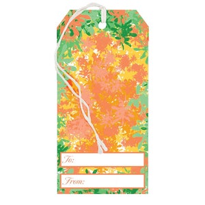 Coral and Green Wisteria Floral Gift Tag