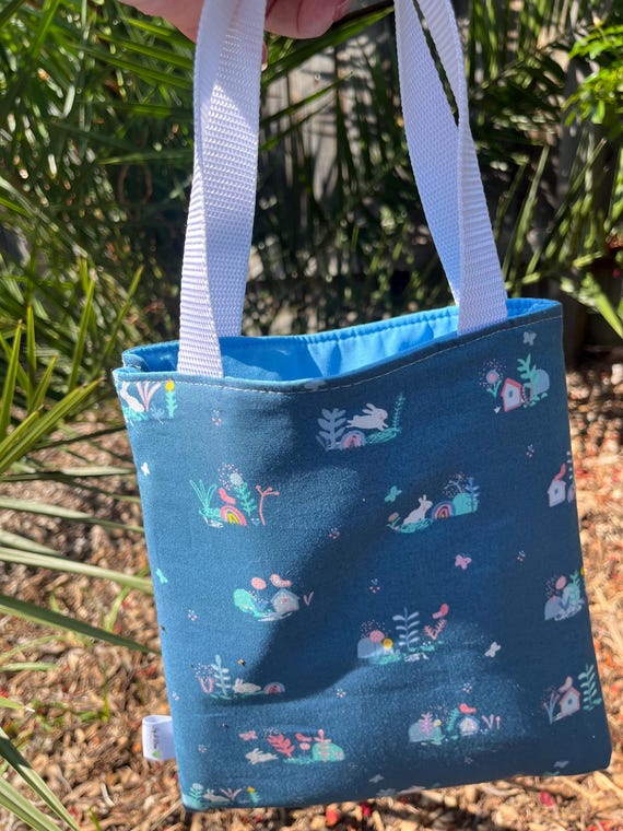 Easter Mini Tote Bag | Reusable Easter Gift Bag | Kids Easter Basket Alternative | Fabric Easter Treat Bag | Small Bunny Gift Tote