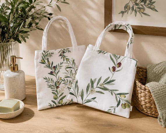 Set of 2 Shopping Tote Bags | Shoulder Bag | Botanical Design