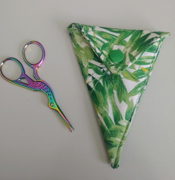 Fabric Scissor Pouch | Green Palms | Scissor Holder | Scissors Included