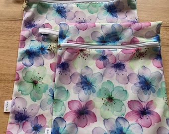 Pink Floral Mesh Wash Bag – Lingerie & Delicates Laundry Bag, Reusable Travel Organiser, Two Sizes, Handmade Australia