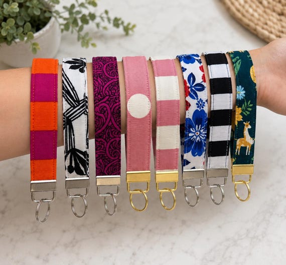 Fabric Key Fob Wristlet Keychain | Handmade Key Ring Holder | Wrist Strap for Keys | Cute Fabric Wristlet | Gift for Her | Teacher Gift