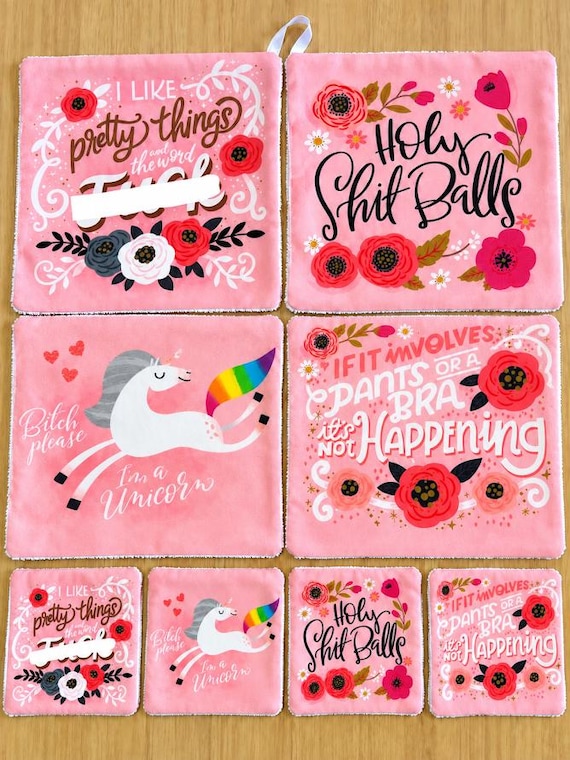 Floral Funny Microfibre Cleaning Cloth Set | Adult Humour Gift | Reusable Cleaning Cloths | Makeup Remover Wipes | Cheeky Floral Gift