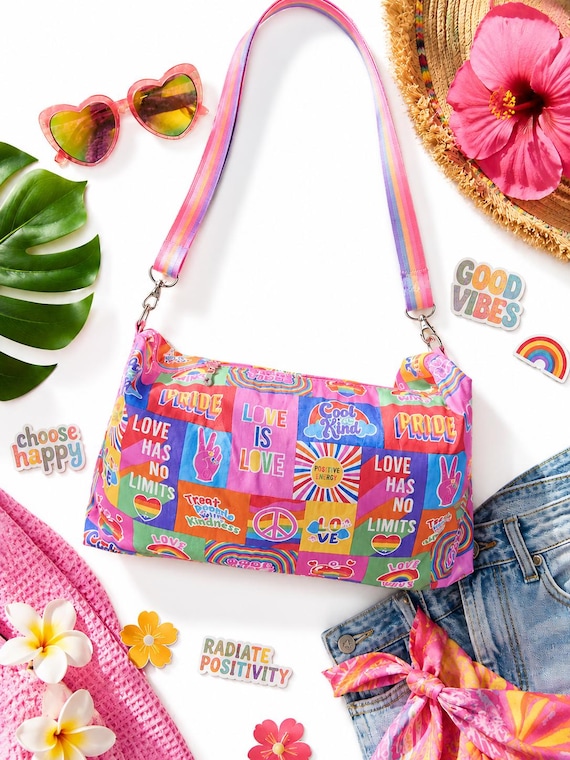 Pride Pink Overnight Bag – Adjustable & Removable Long Strap | Double Zip | Spacious Everyday Bag