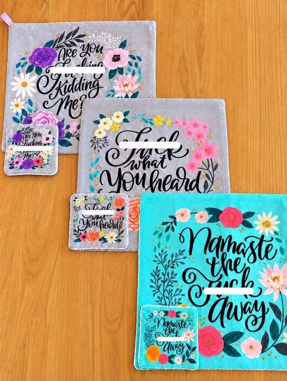Floral Funny Microfibre Cleaning Cloths | Adult Humour Cleaning Set | Makeup Remover Wipes | Reusable Face Cloths