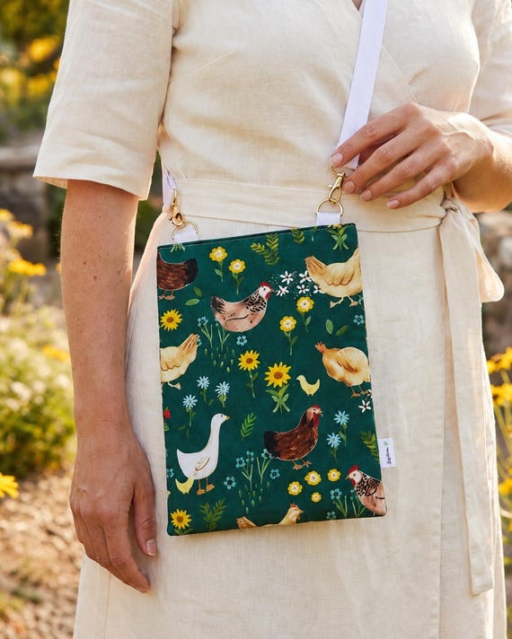 Chicken Crossbody Bag | Farmyard Shoulder Purse | Handmade Country Style Bag | Adjustable Strap Everyday Travel Bag