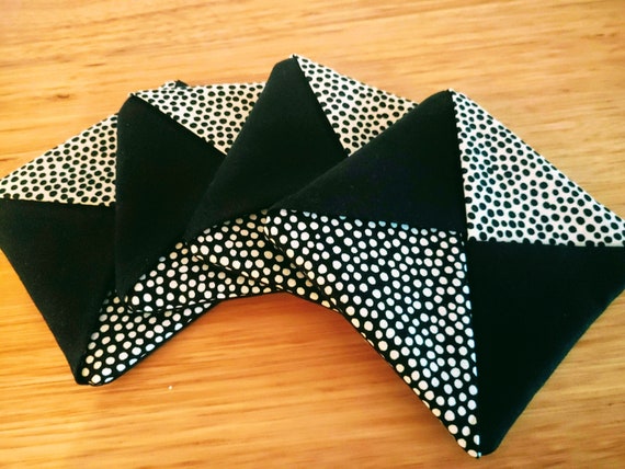 Black & White Spot Fabric Coasters Set of 4 | Mug Mats | Wine Glass Coasters