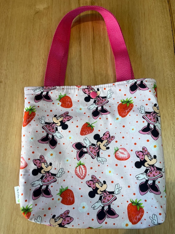 Minnie Strawberry Kids Tote Bag | Cute Pink Shoulder Tote | Kids Shopping Bag