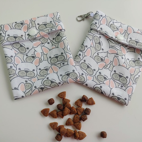 French Bulldog Dog Treat Bag | Dog Poop Bag Holder | Doggie Pouch | Waterproof Lining | Swivel Clasp