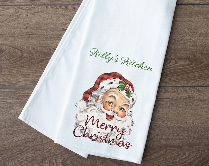 Vintage Santa Clause Personalized Christmas Flour Sack Towel - Free Customizing!
