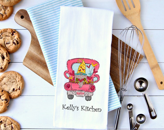 Valentine Gnomie  Flour Sack Towel - Free Customizing!