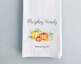 Customized Thanksgiving Family Celebration Kitchen Tea Towel