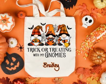 Trick or Treat with My Gnomies Trio Canvas Tote - FREE Personalization