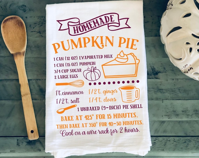 Whimsy Farm House Style Pumpkin Pie Recipe Towel