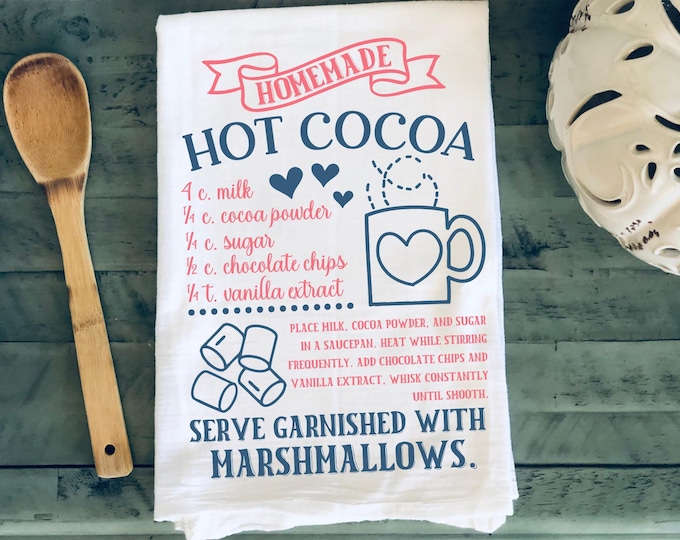 Whimsy Farm House Style Hot Cocoa Recipe Towel
