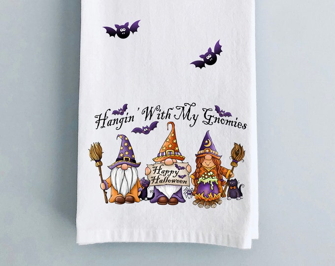 Hangin' With My Gnomies Halloween Kitchen Tea Towel