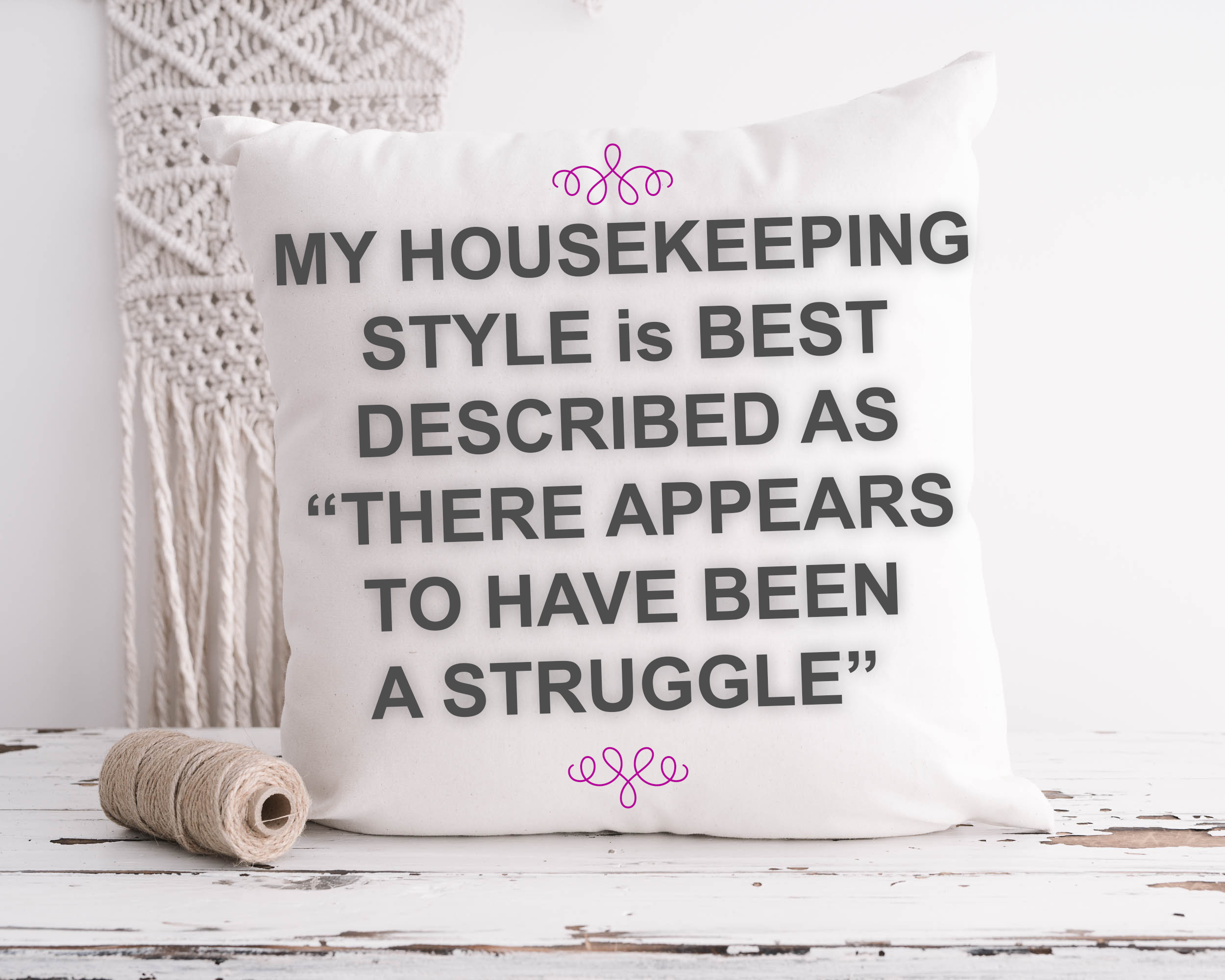 Housekeeping Style Decorative Throw Pillow or Cover Available in 2