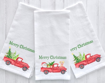 Red Truck Farm House Kitchen Towels