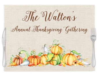 Pumkin Vines Fall-Thanksgiving gepersonaliseerde placemats - gratis personalisatie